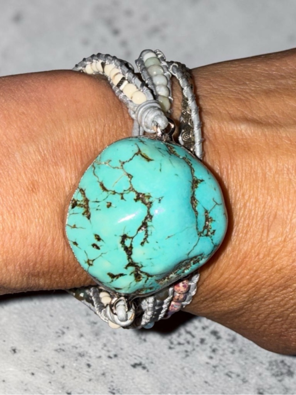Boho Turquoise-Style Statement Wrap Bracelet / Convertible Necklace